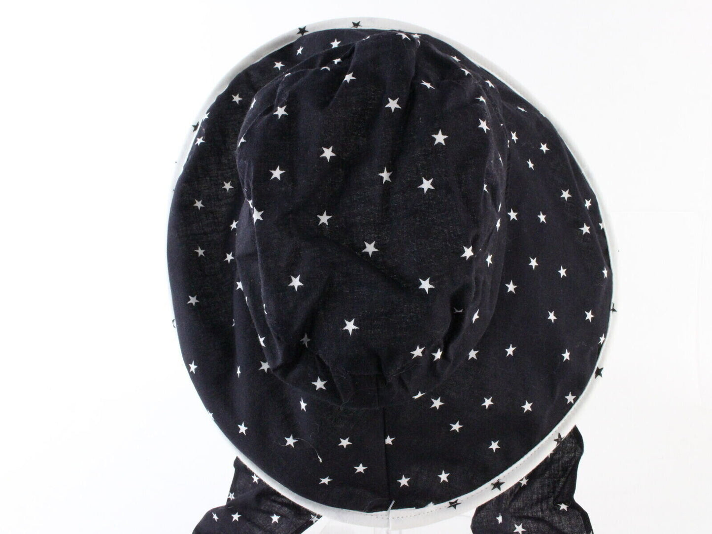 Sonni Ladies Black W/ White Stars Convertible Cotton Sun Hat 7 1/4 58cm