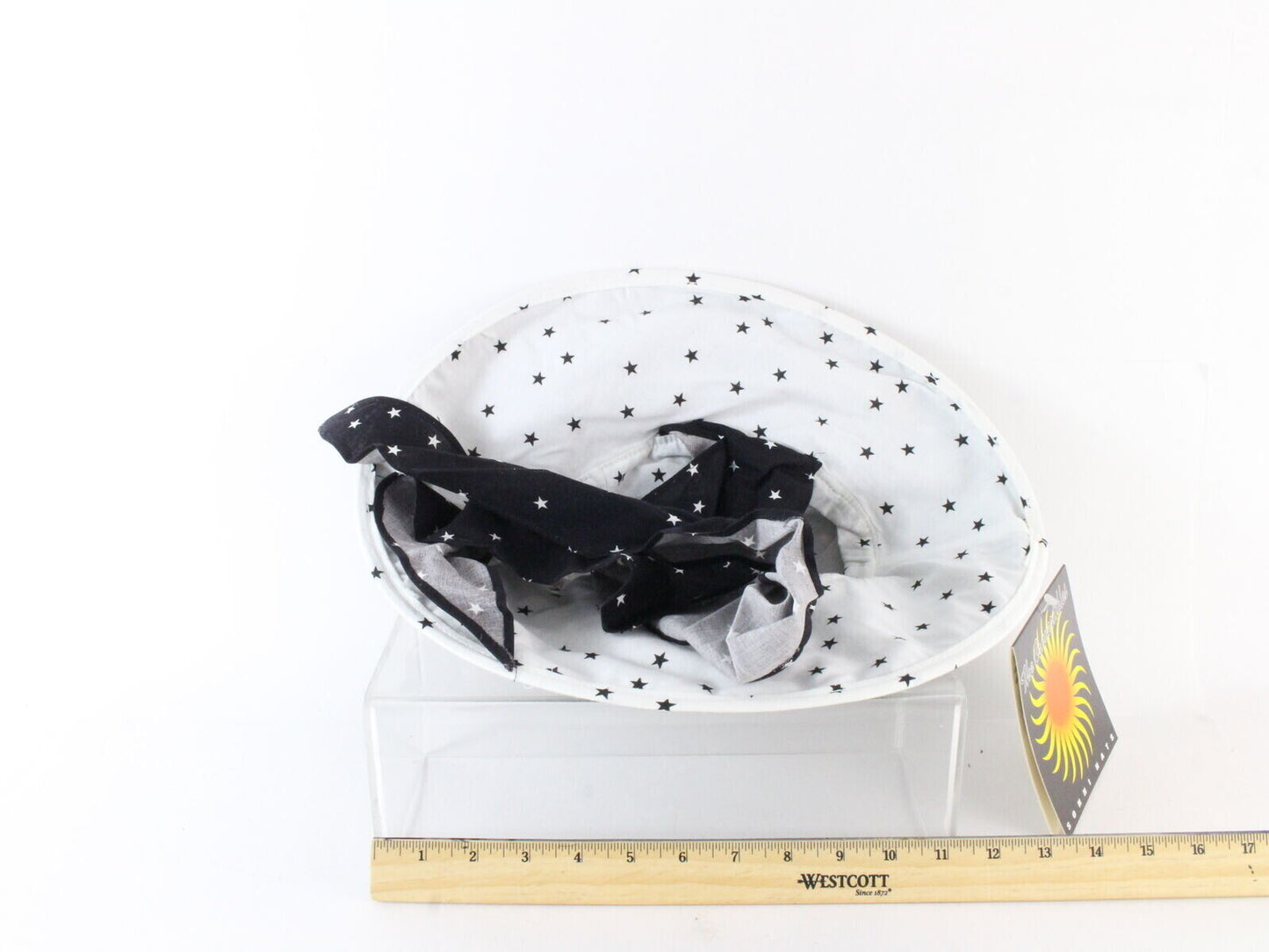 Sonni Ladies Black W/ White Stars Convertible Cotton Sun Hat 7 1/4 58cm