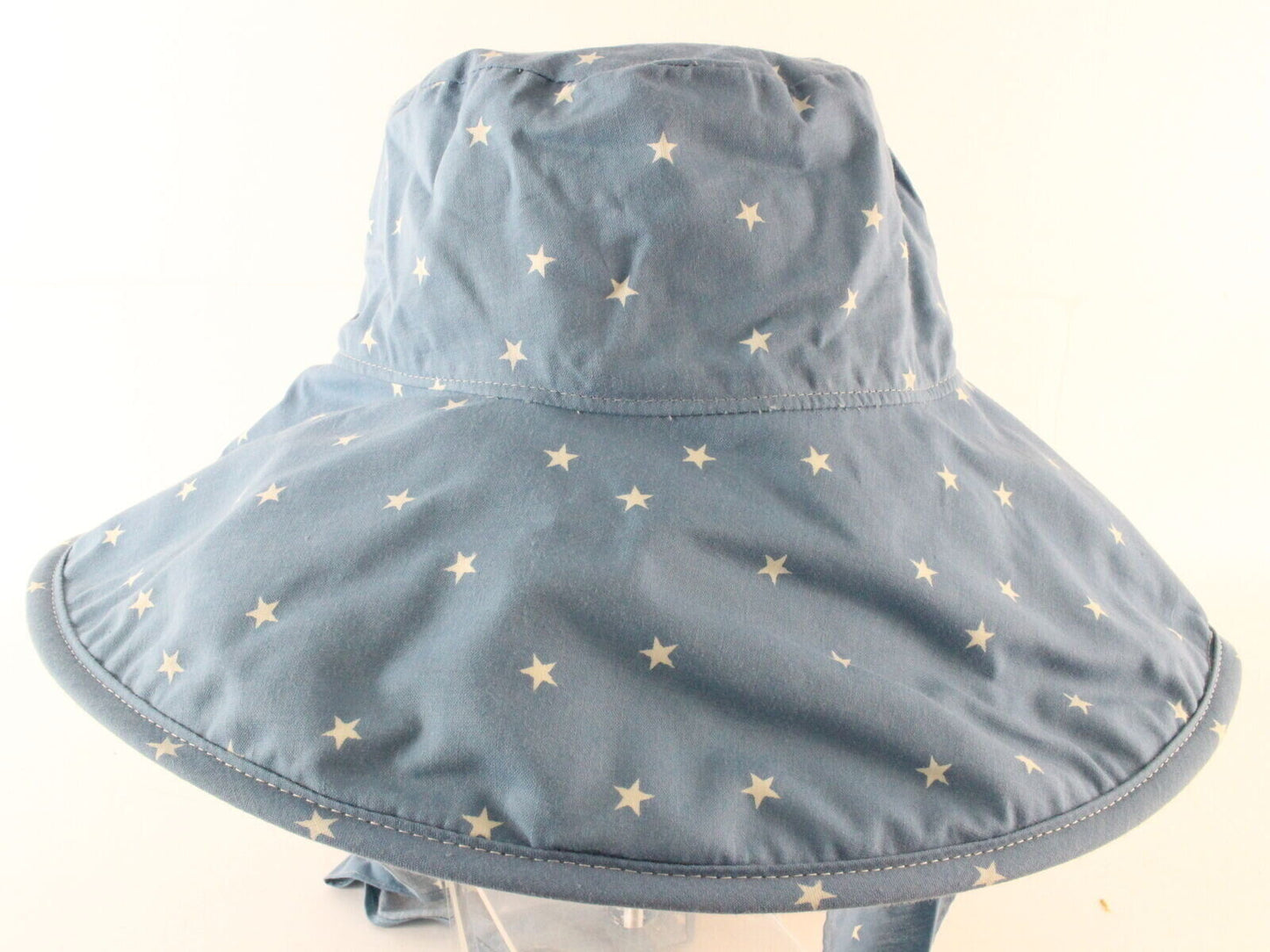 Sonni Ladies Blue W/ White Stars Convertible Cotton Vintage Sun Hat 7 1/4 58cm