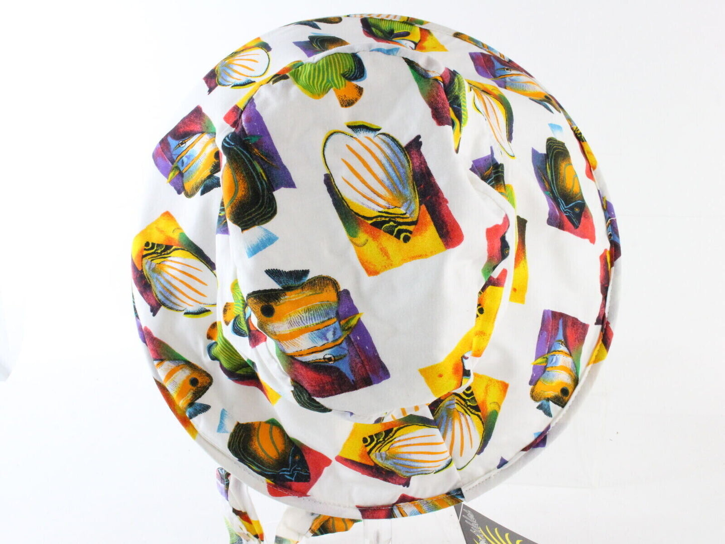 Sonni Ladies Tropical Fish W/ White Convertible Cotton Sun Hat 7 /14 58cm