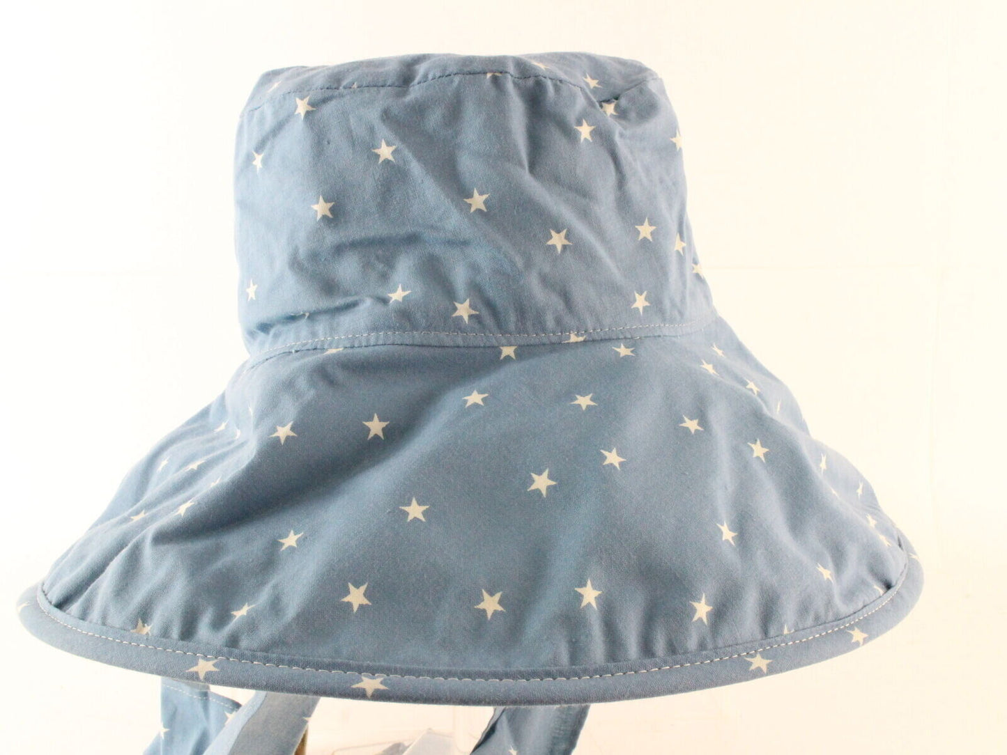 Sonni Ladies Blue W/ White Stars Convertible Cotton Vintage Sun Hat 7 1/4 58cm