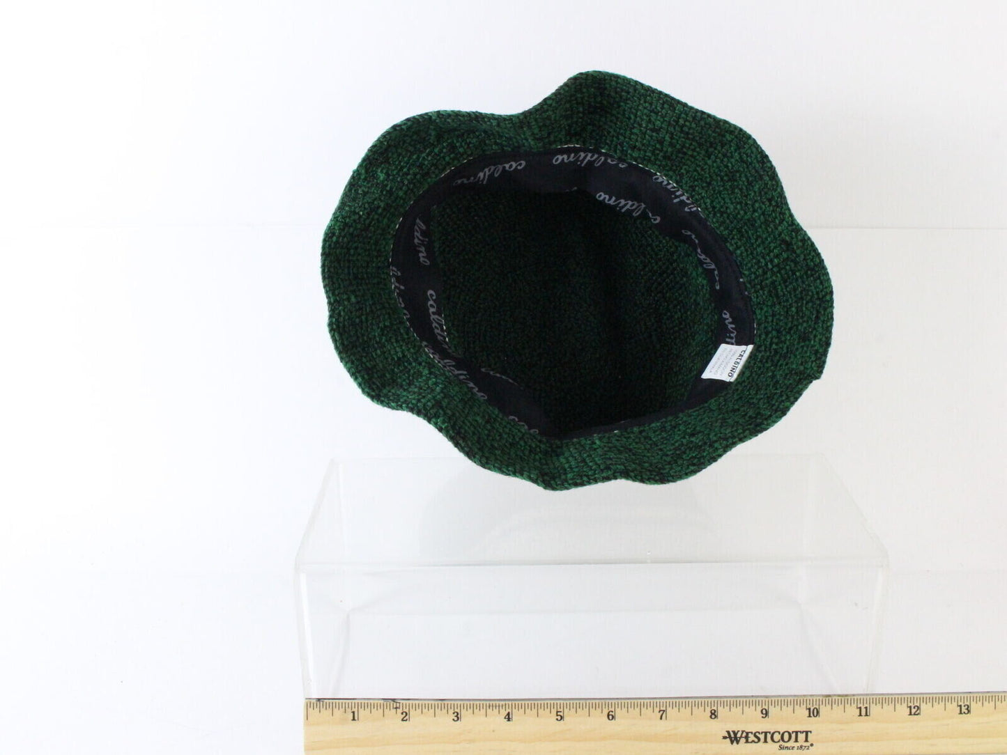 Caldino Ladies Green Hand Knit Cotton Bucket Hat 7 1/8 57cm