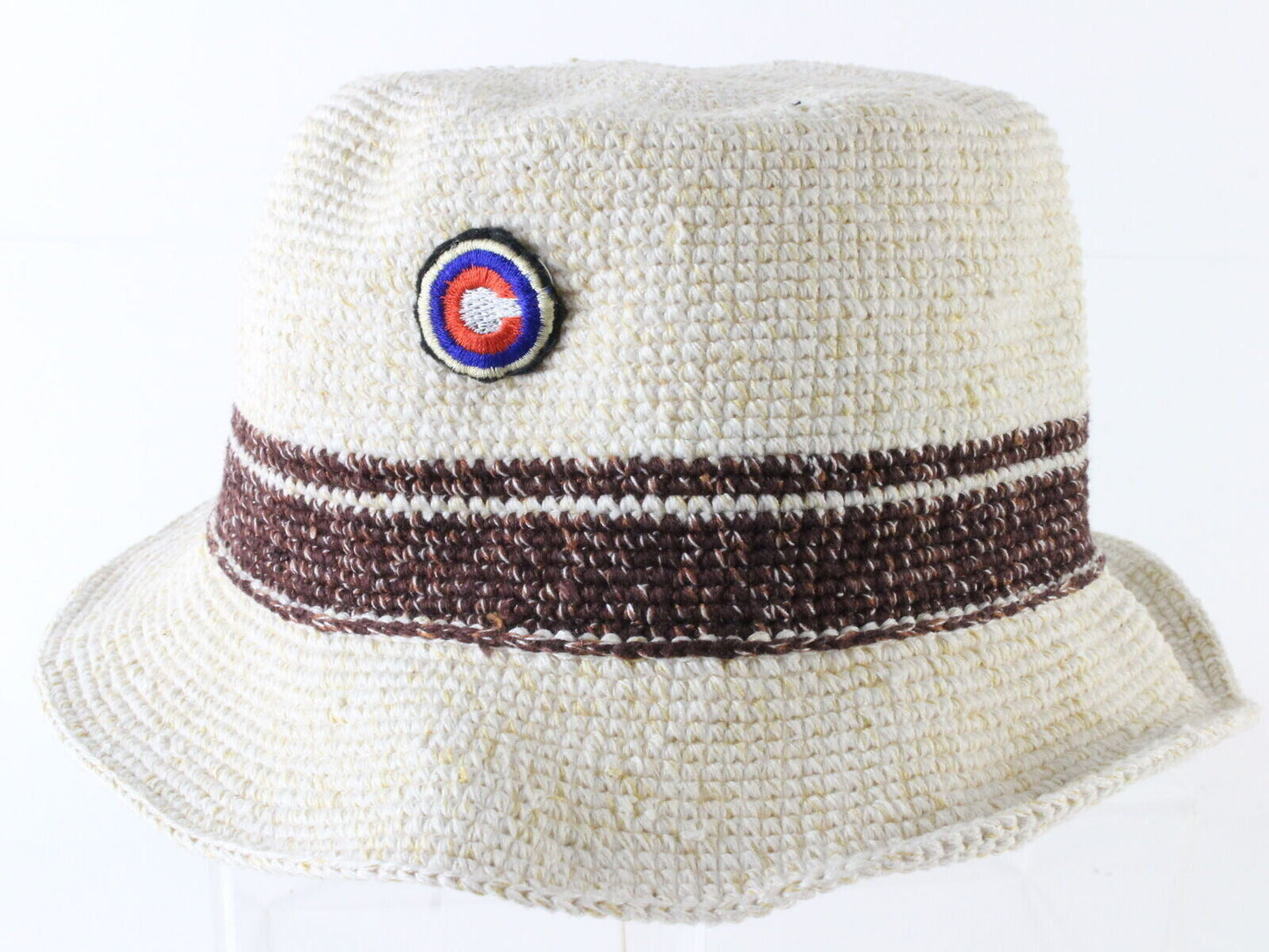 Caldino Ladies White Hand Knit Cotton Bucket Hat MULTIPLE SIZES