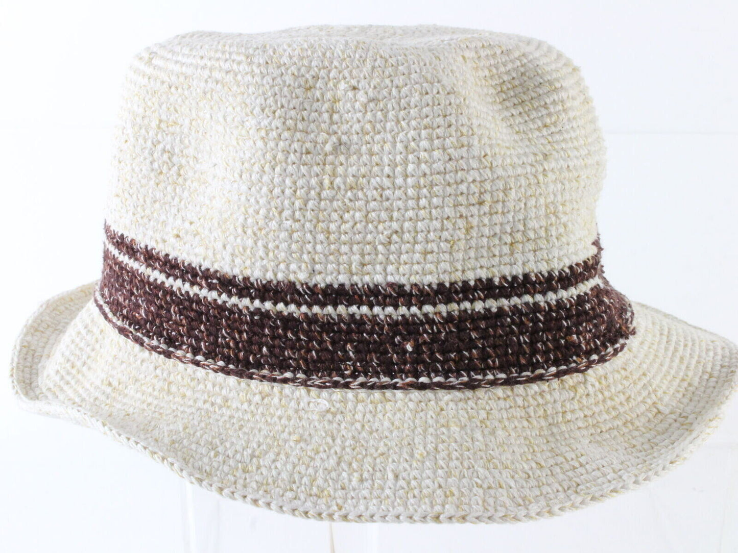 Caldino Ladies White Hand Knit Cotton Bucket Hat MULTIPLE SIZES