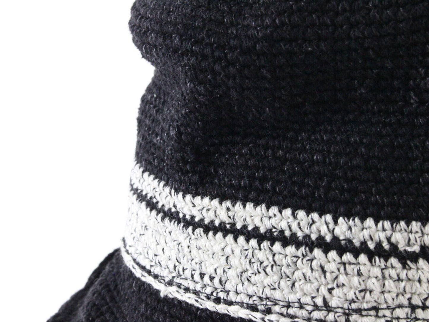 Caldino Ladies Black Hand Knit Cotton Bucket Hat MULTIPLE SIZES