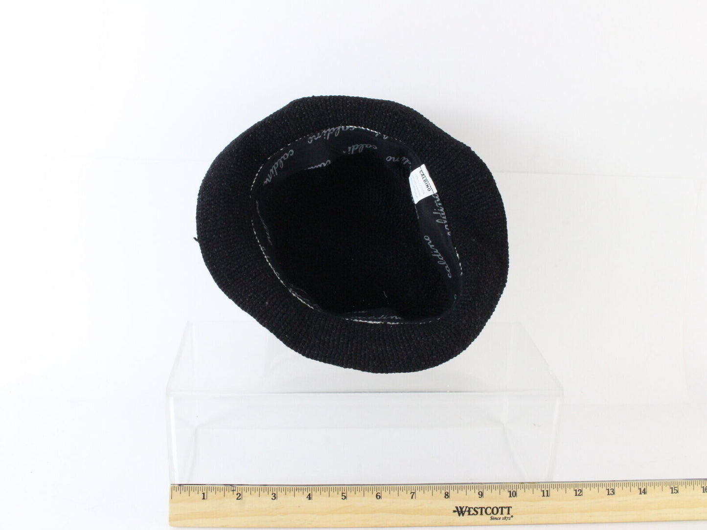 Caldino Ladies Black Hand Knit Cotton Bucket Hat W/logo MULTIPLE SIZES