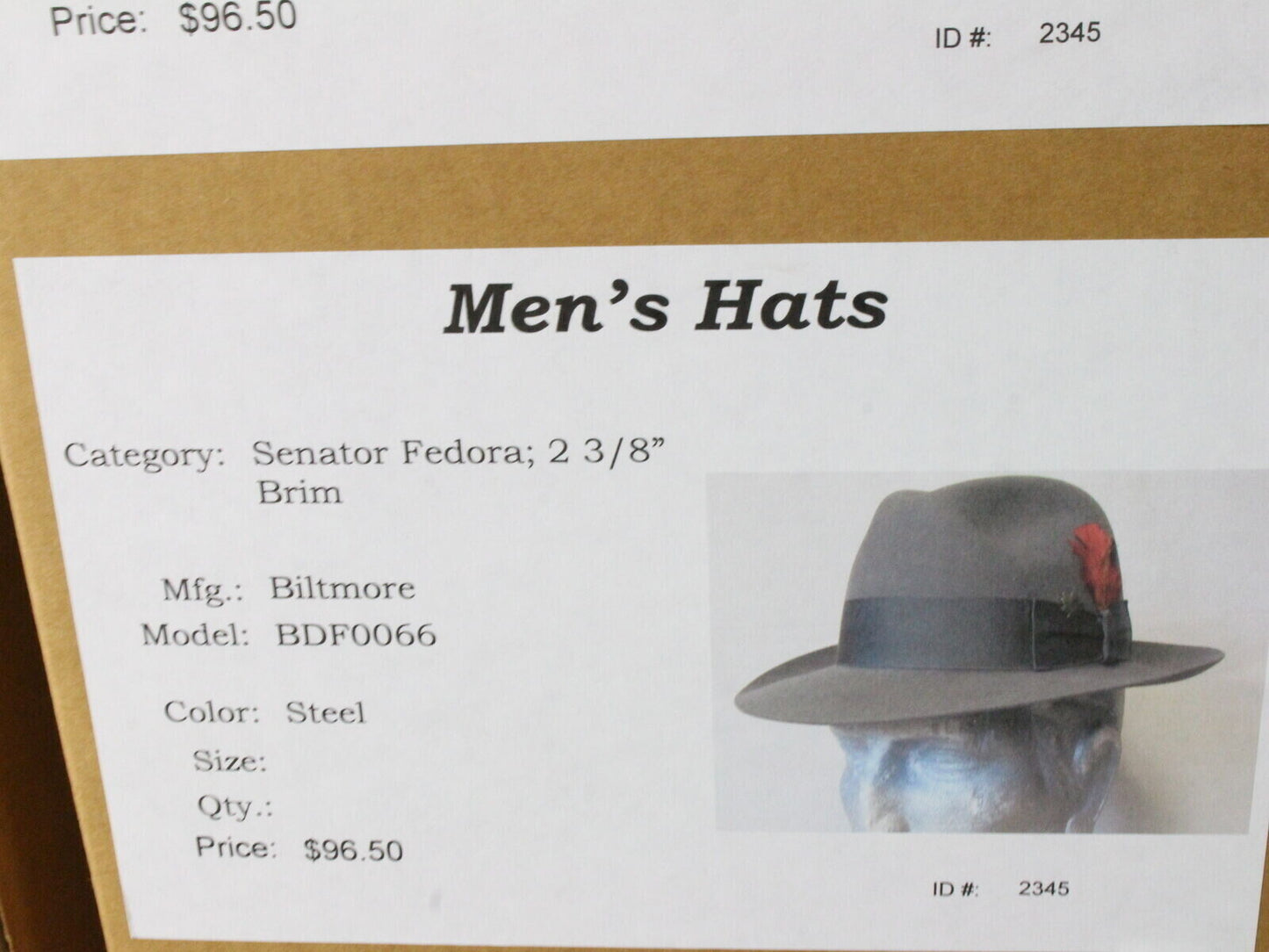 Biltmore Senator Mens Steel Gray Felt Fedora W/ Red Feather MULTIPLE SIZES