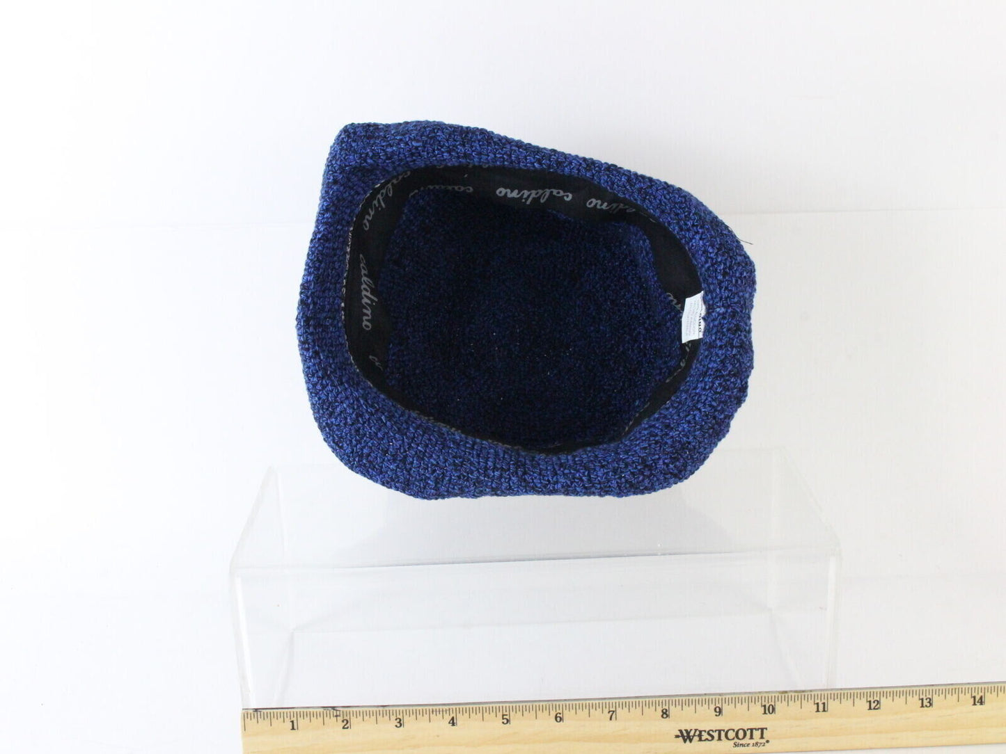 Caldino Ladies Blue Hand Knit Bucket Hat W/ Logo 7 1/8 57cm