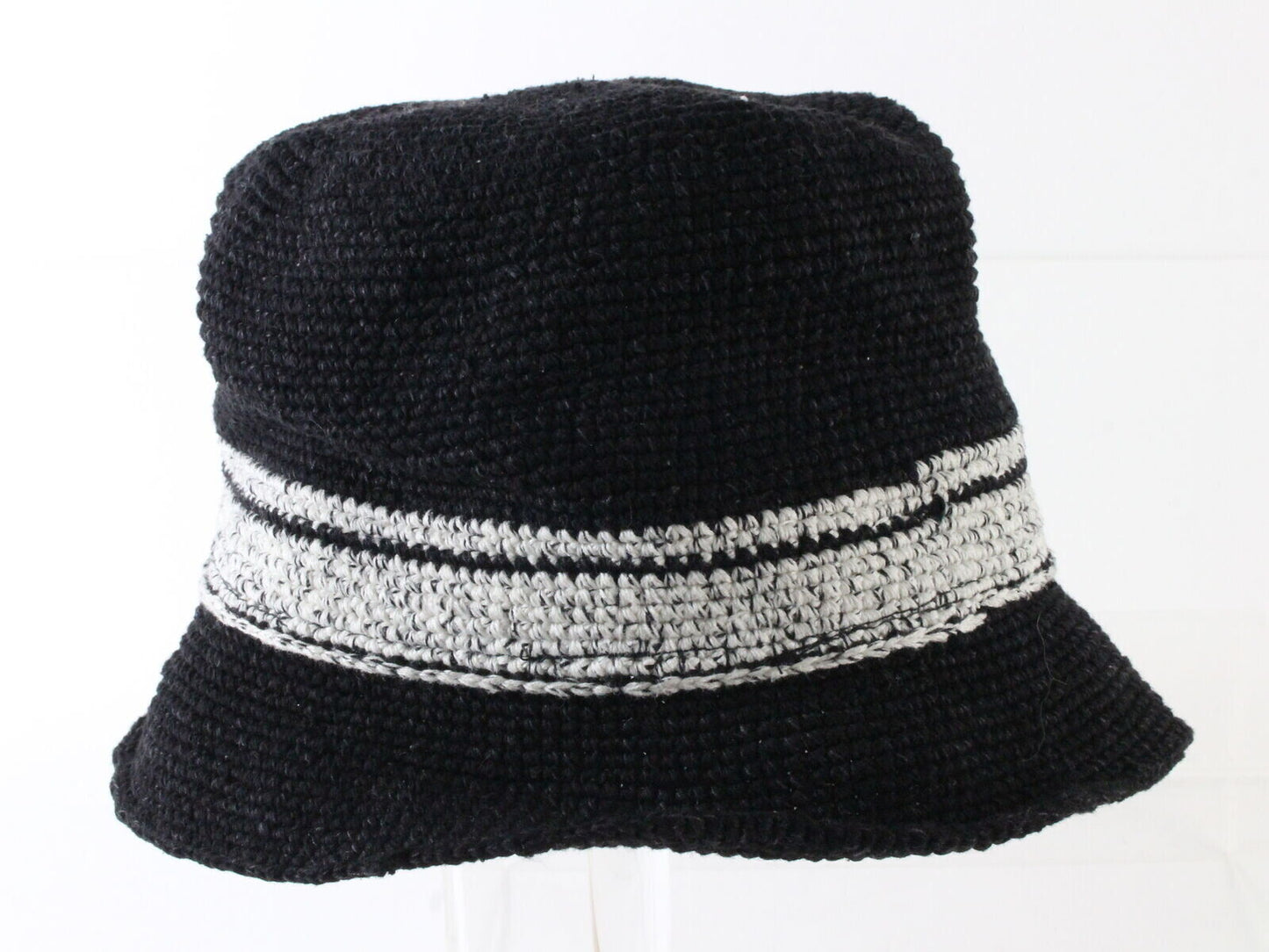 Caldino Ladies Black Hand Knit Cotton Bucket Hat MULTIPLE SIZES