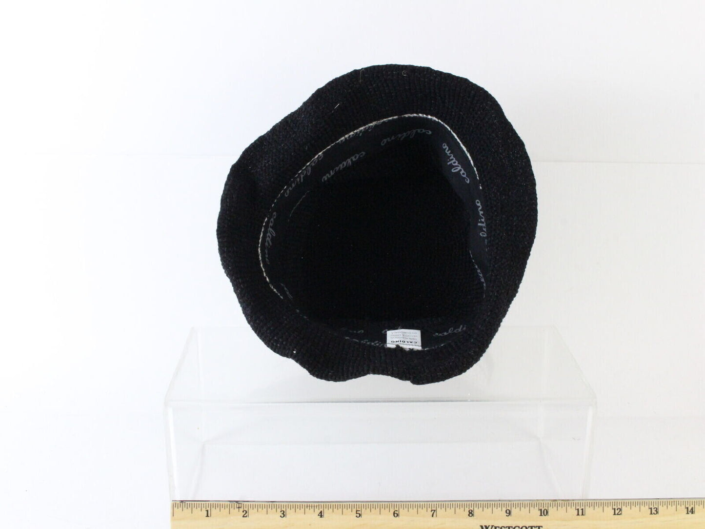 Caldino Ladies Black Hand Knit Cotton Bucket Hat MULTIPLE SIZES