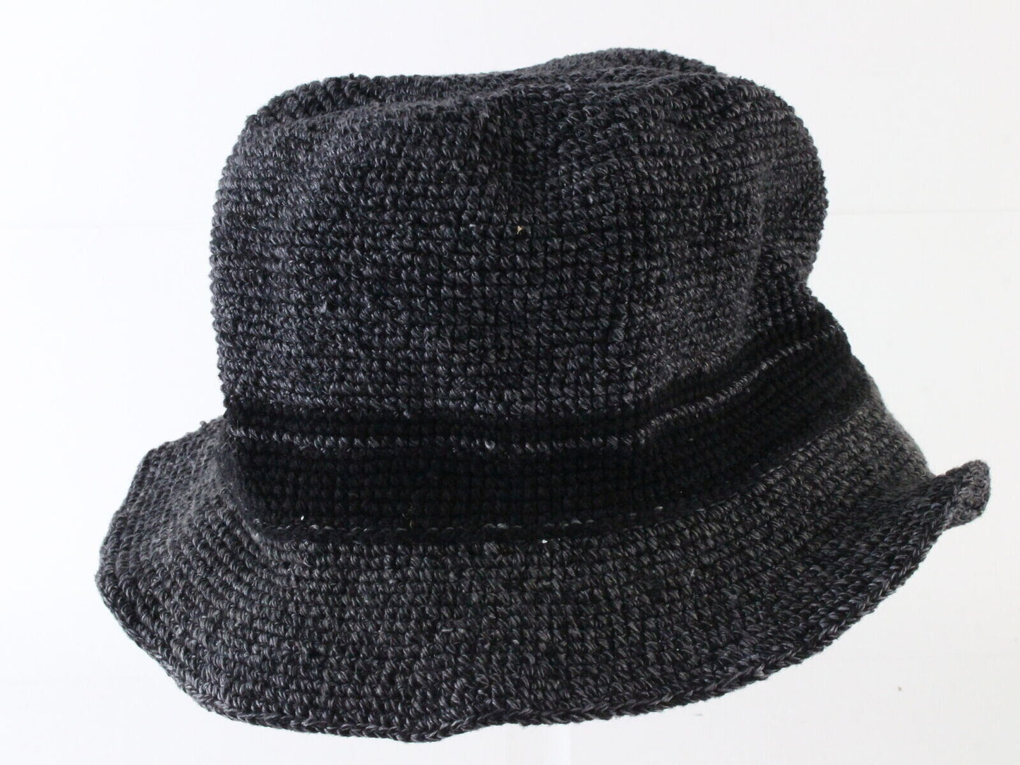 Caldino Vintage Ladies Gray Hand Knit Cotton Bucket Hat 7 56cm