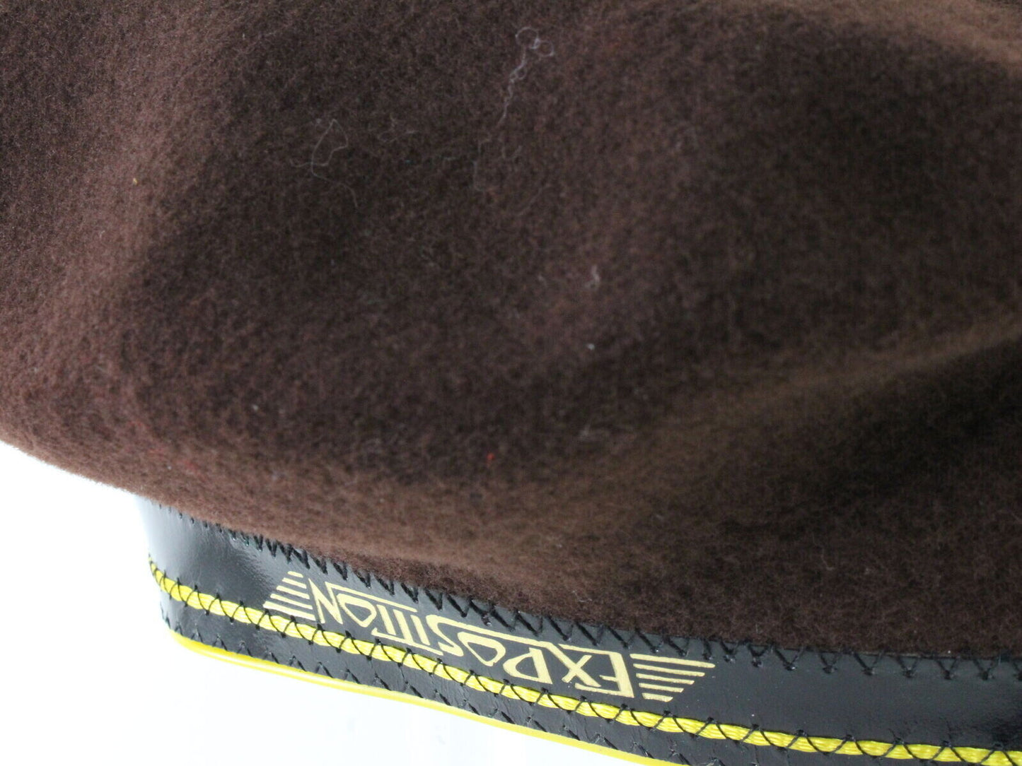 Basque Mens Brown Wool French Beret W/ Black And Yellow Band MULTIPLE SIZES