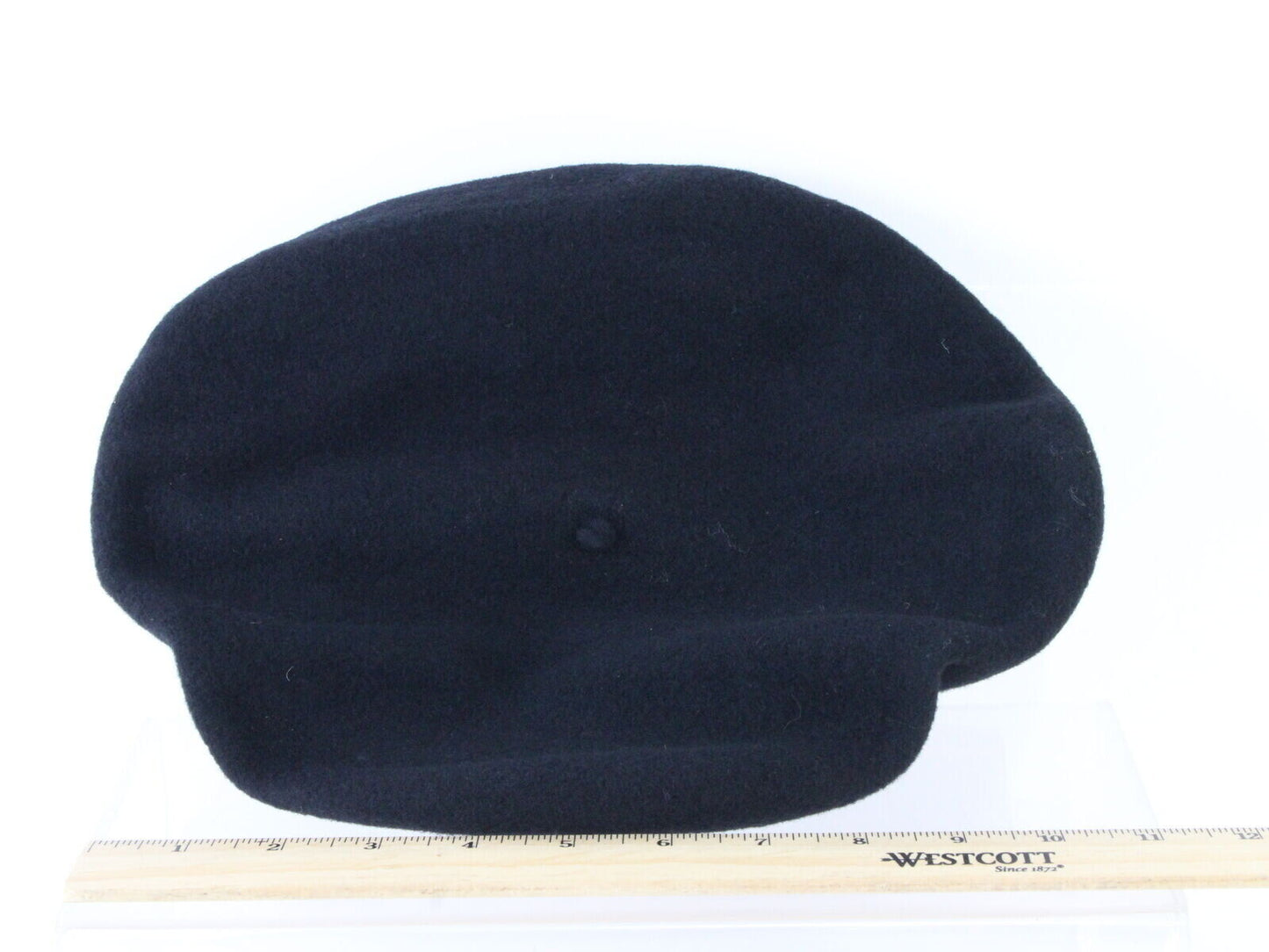 Super Basque Black Wool French Beret W/ Black And Red Band 6 7/8 55cm