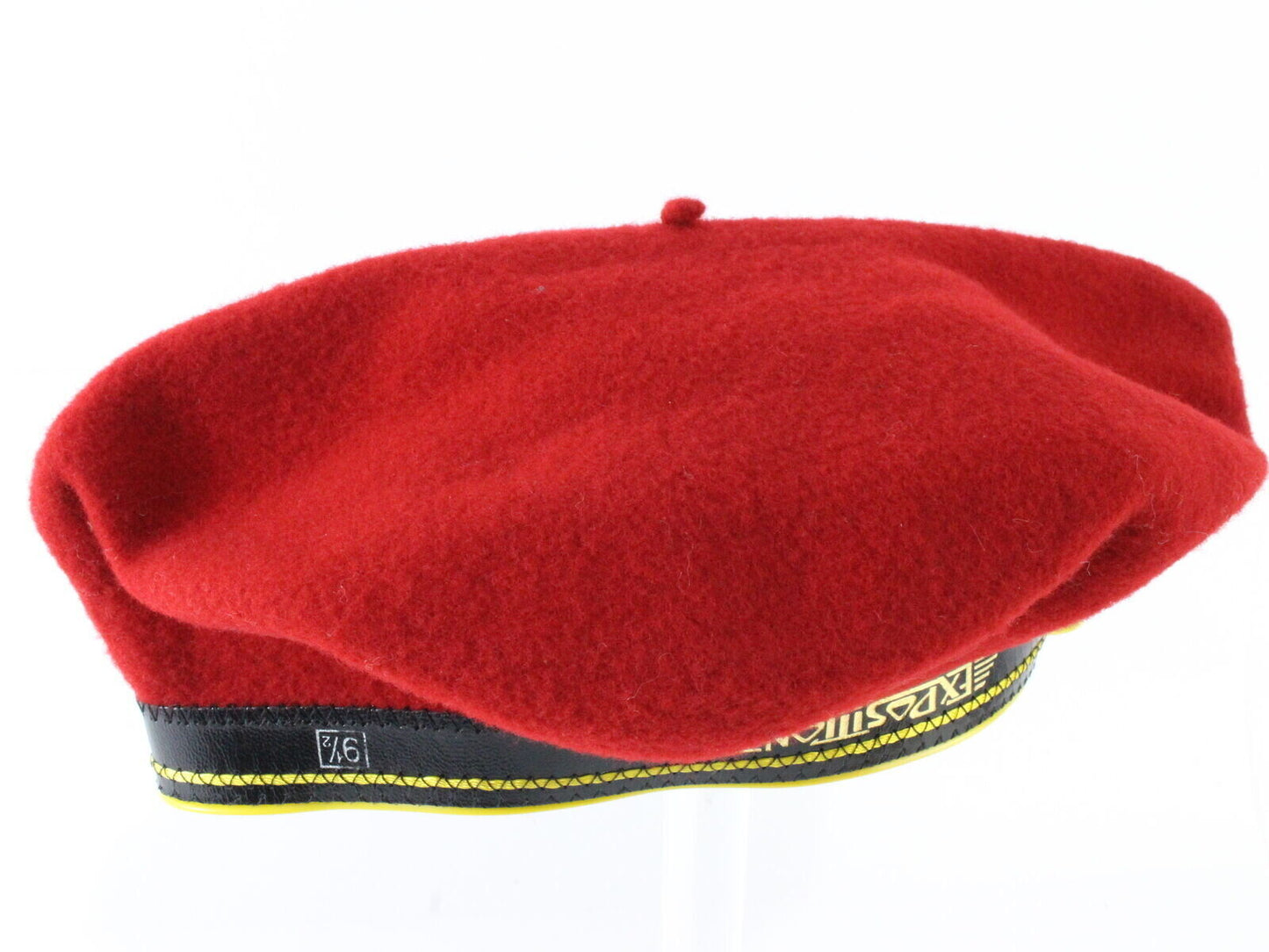 Basque Mens Red Wool French Beret W/ Black And Yellow Band MULTIPLE SIZES