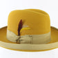 Biltmore Imperial Top Hatters Mens Mustard Felt Homburg W/ Feathers SIZES