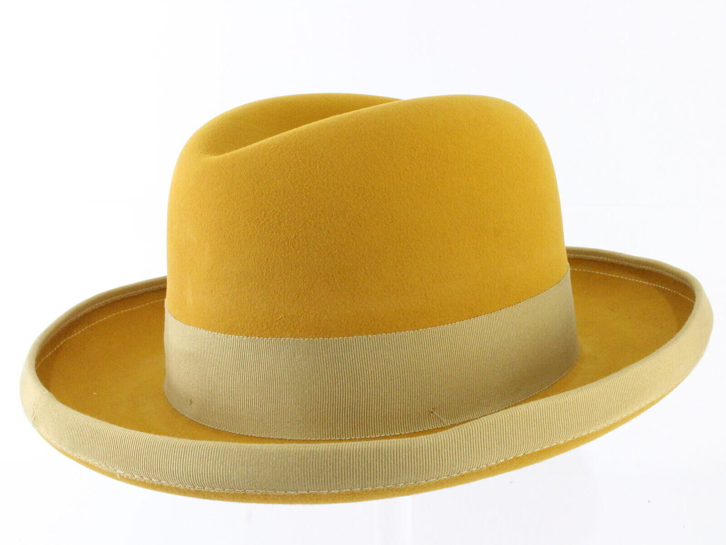 Biltmore Imperial Top Hatters Mens Mustard Felt Homburg W/ Feathers SIZES