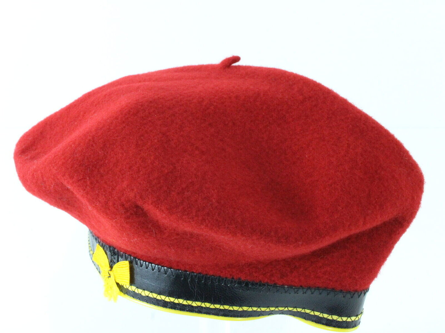 Basque Mens Red Wool French Beret W/ Black And Yellow Band MULTIPLE SIZES