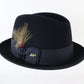 Golden Coach Dobbs Mens Seville Navy Felt Homburg W/feather MULTIPLE SIZES