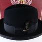 Biltmore Imperial Mens Black Felt Homburg W/ Black Feather 6 3/4 54cm