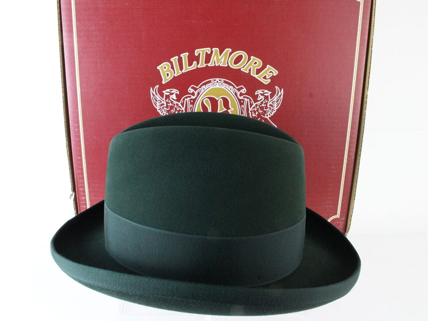 Biltmore Imperial Mens Lush Green Felt Homburg W/ Feathers 6 3/4 54cm