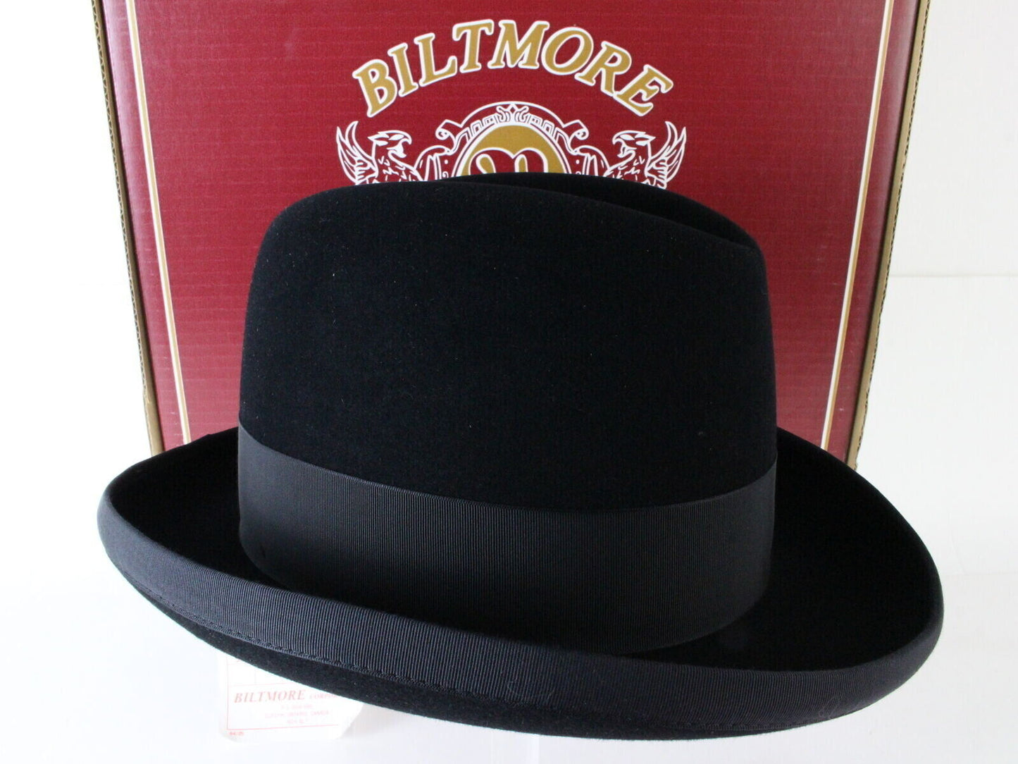 Biltmore Imperial Top Hatters Mens Black Felt Homburg W/ Feather 6 3/4 54cm