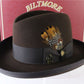 Biltmore CANADA Duma Heritage Chocolate Brown Felt Homburg W/ Feather 6 7/8 55cm
