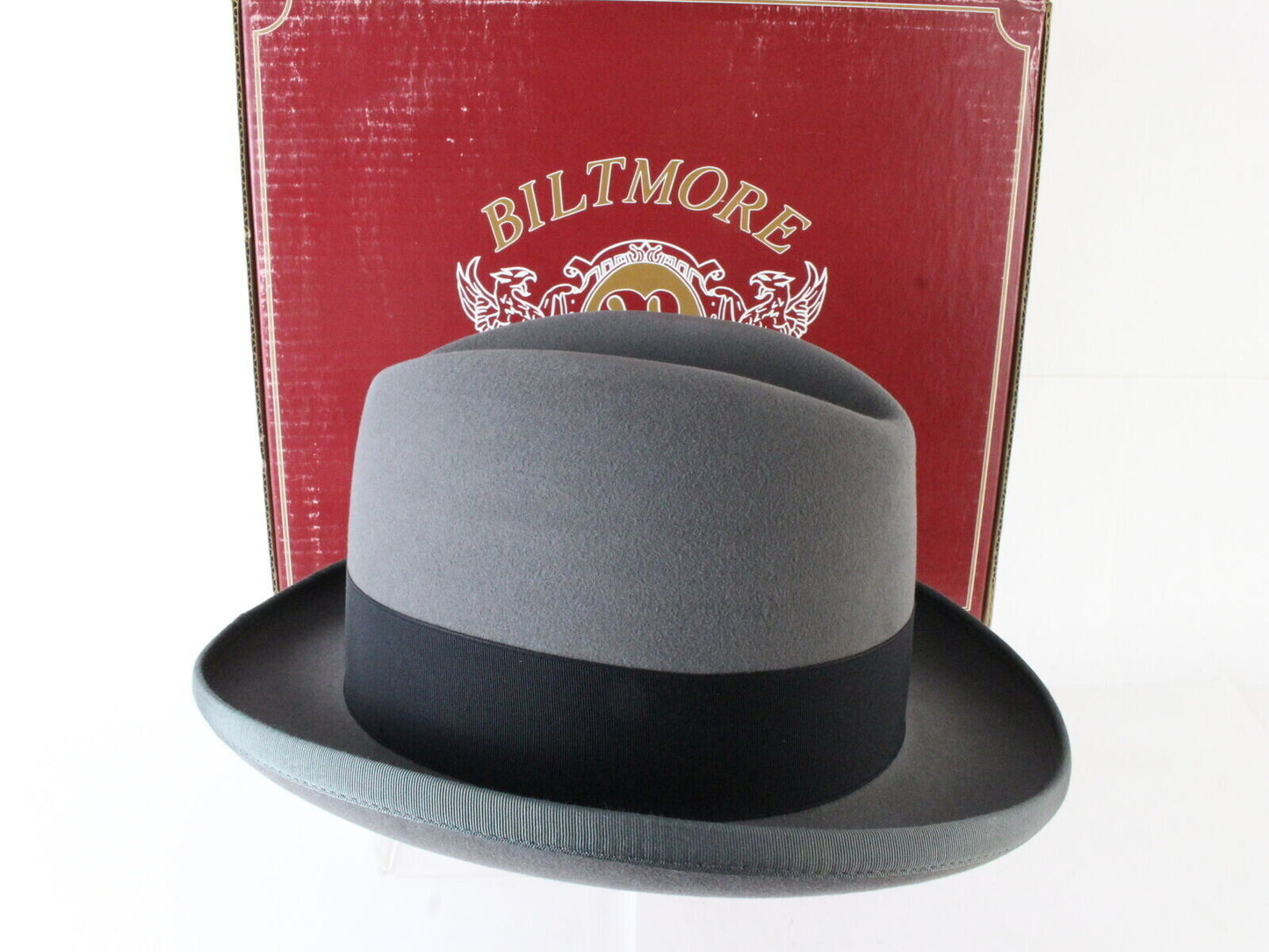 Biltmore President Mens Dove Gray Felt Homburg W/ Feathers 6 3/4 54cm