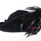 George Zamaul Couture Boutique Black Felt Hat W/ Feathers And Rhinestones 7 56cm
