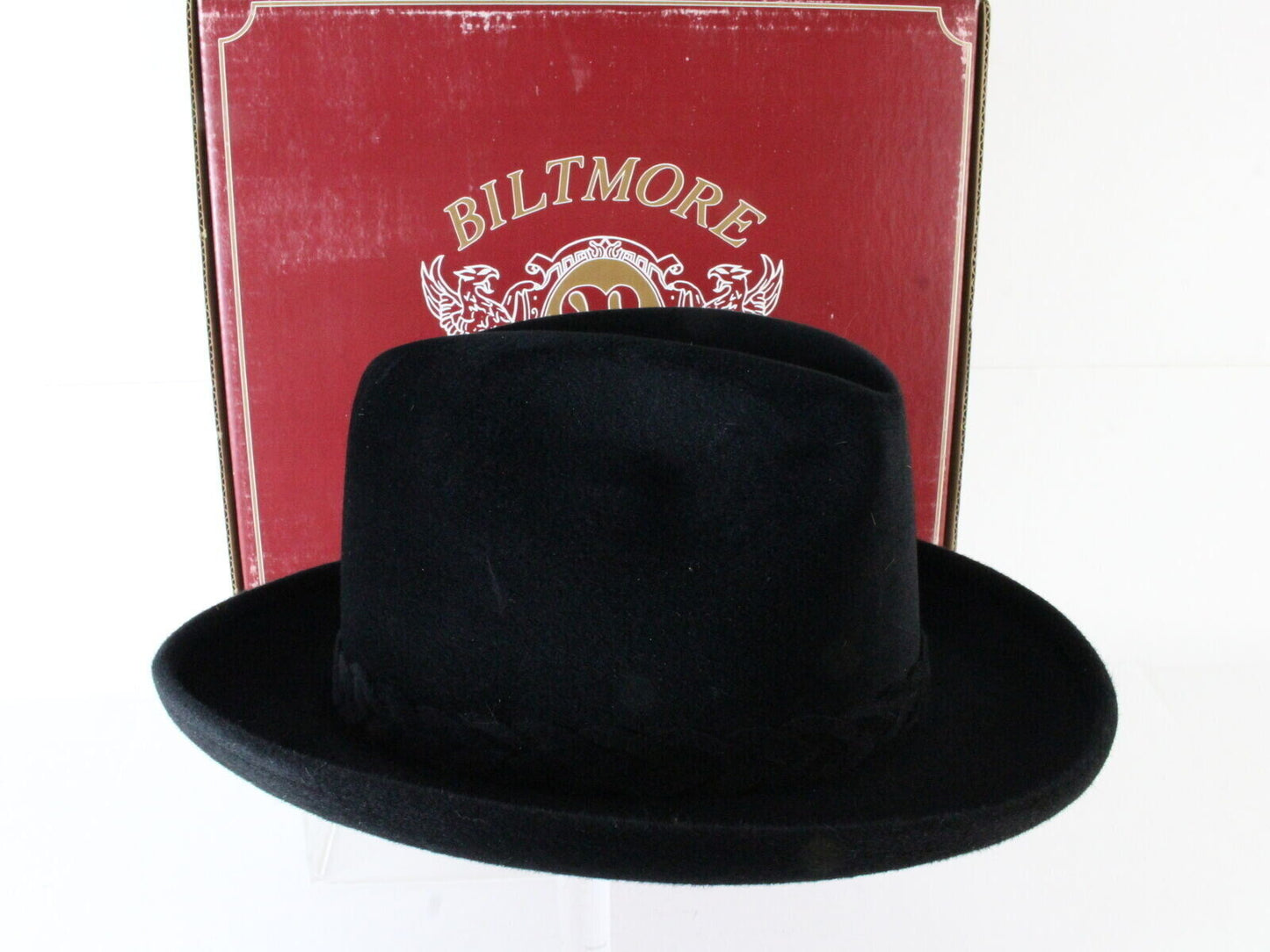 Biltmore Golden Pheasant Velour Mens Black Felt Homburg W/ Feathers 6 7/8 55cm