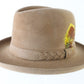 Golden Pheasant Top Hatters Mens Pecan Tan Homburg W/ Feather 6 3/4 54cm