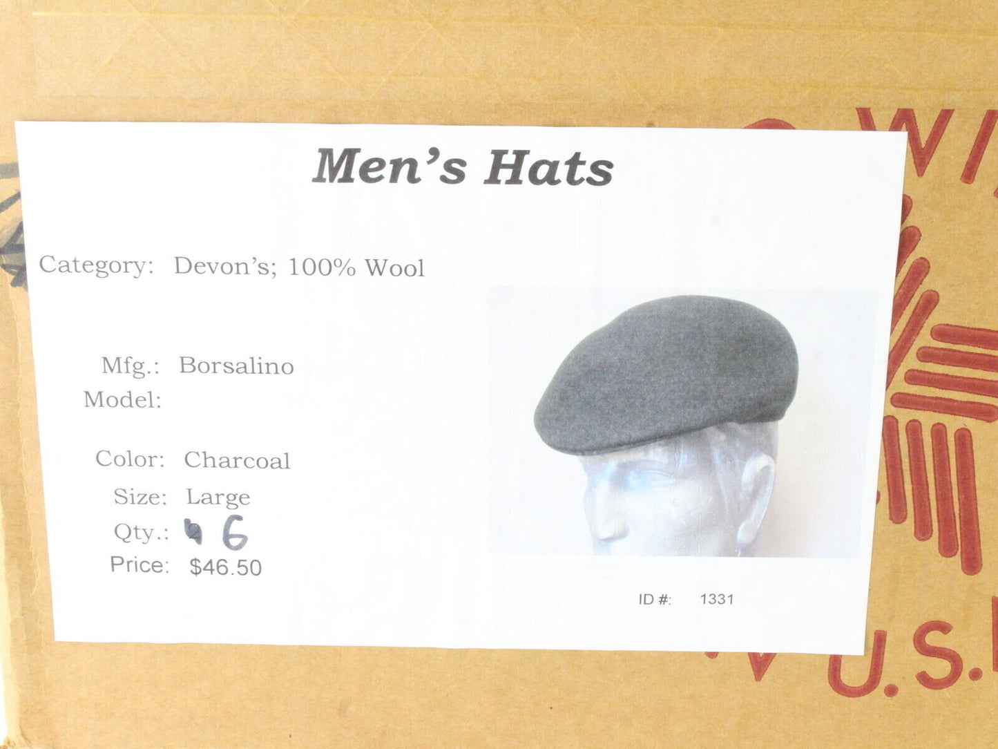 Borsalino Mens Italian Charcoal Gray Wool Felt Ivy Cap MULTIPLE SIZES