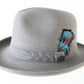 Biltmore Golden Pheasant Mens Sterling Gray Homburg W/ Feather 6 7/8 55cm