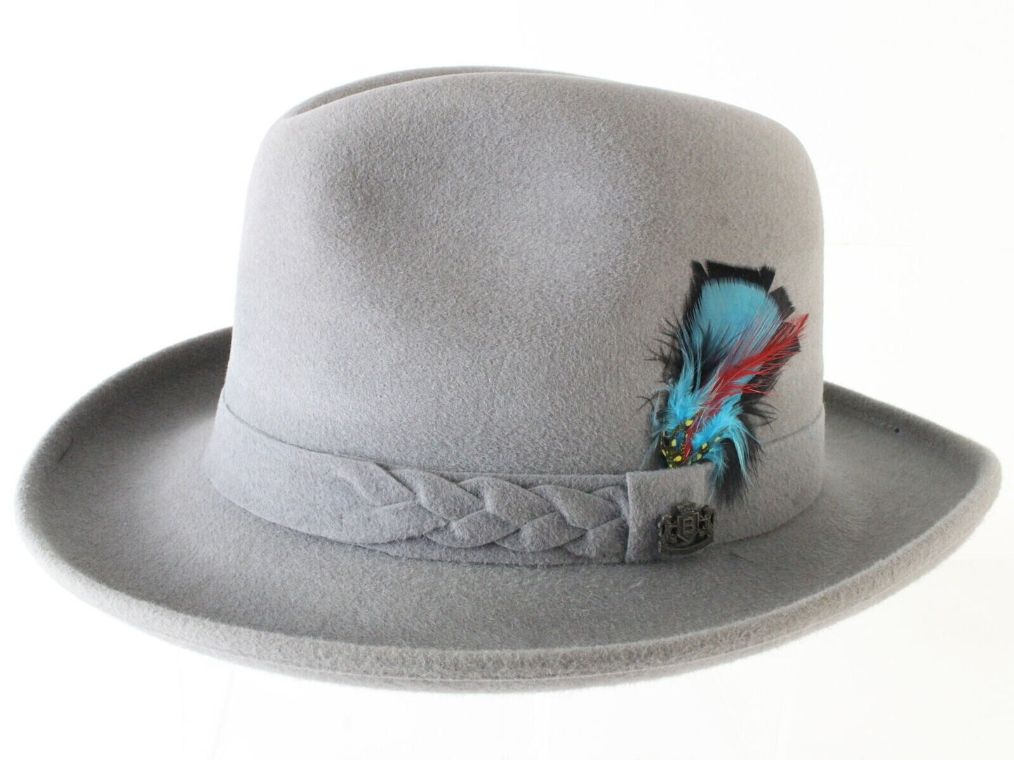 Biltmore Golden Pheasant Mens Sterling Gray Homburg W/ Feather 6 7/8 55cm