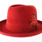 Biltmore Golden Pheasant Mens Red Vintage Homburg W/ Feather 6 7/8 55cm