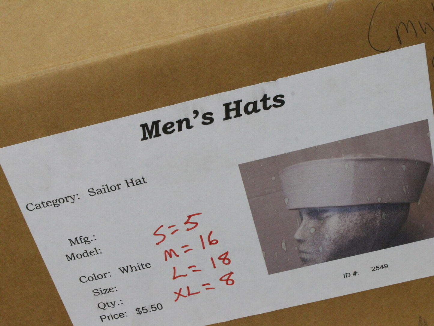 Sailors Hat Mens White 100% Cotton Hat COSTUME PARTY MULTIPLE SIZES