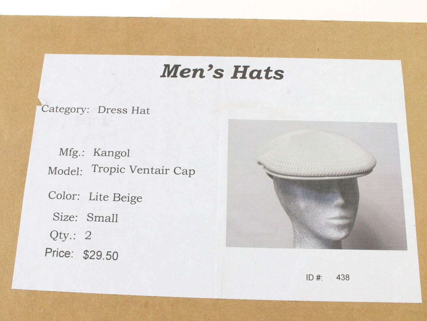 Kangol Mens Light Beige Ivy Cap TROPIC VENTAIR HAT SIZE: S