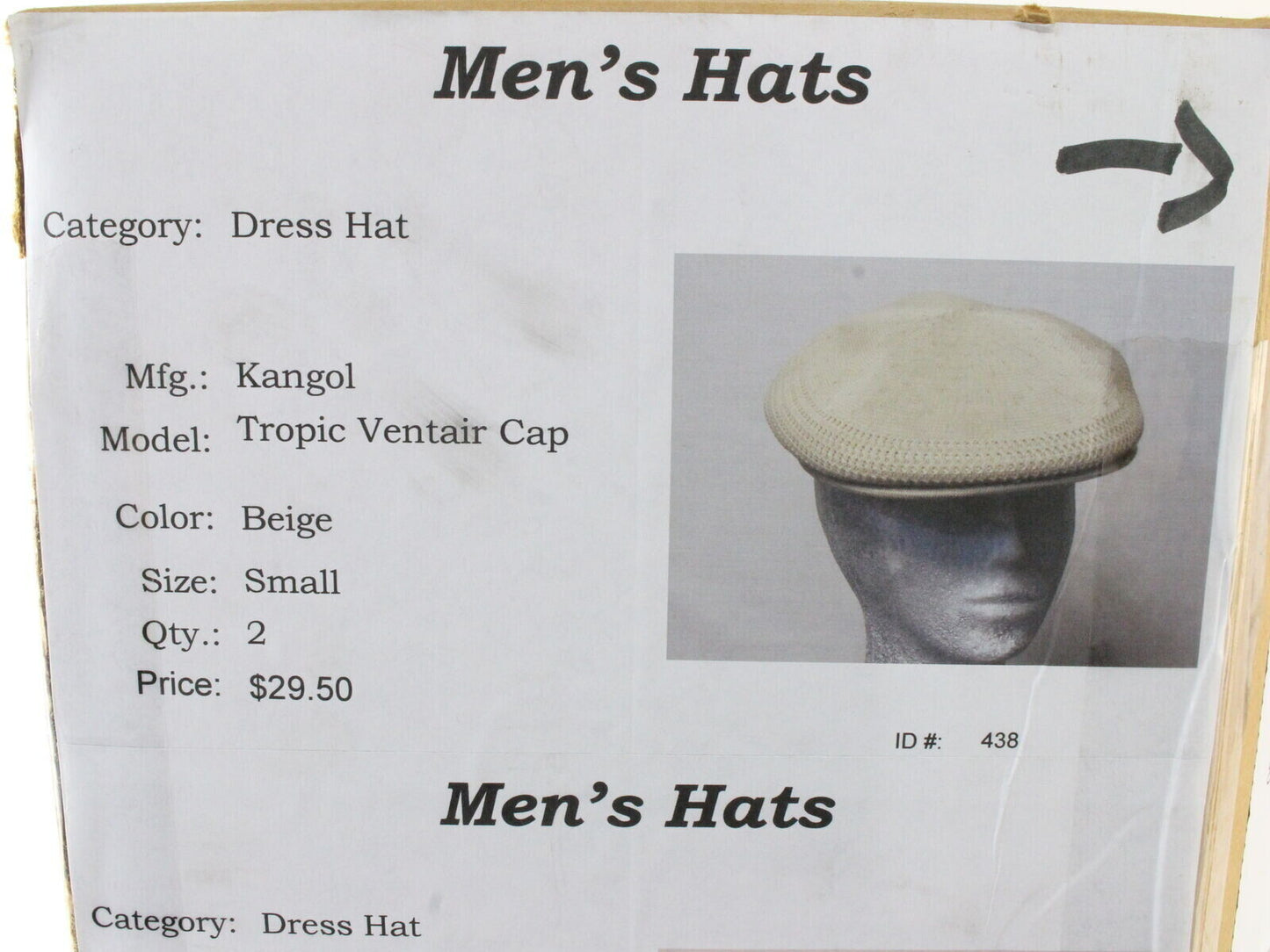 Kangol Mens Beige Ivy Cap TROPIC VENTAIR HAT SIZE: S