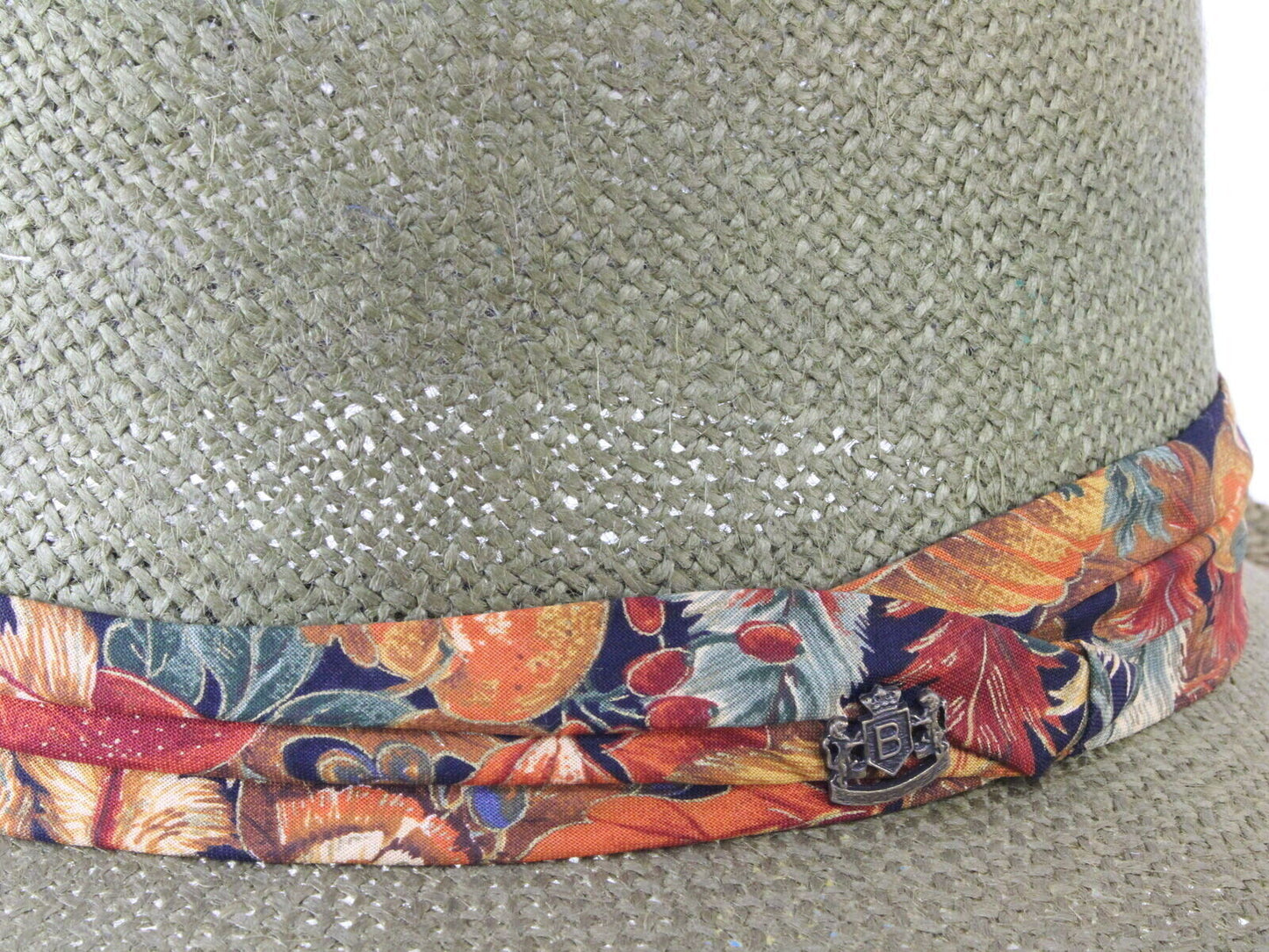 Biltmore Mens Moss Green Straw Western Hat W/ Fall Leaves Band L/XL