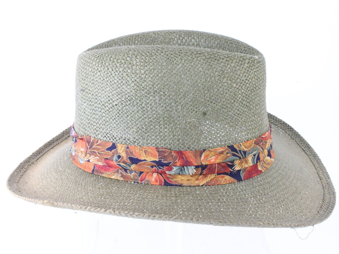 Biltmore Mens Moss Green Straw Western Hat W/ Fall Leaves Band L/XL