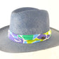 Biltmore Mens Como Blue Straw Hat W/ Purple And Green Band S/M