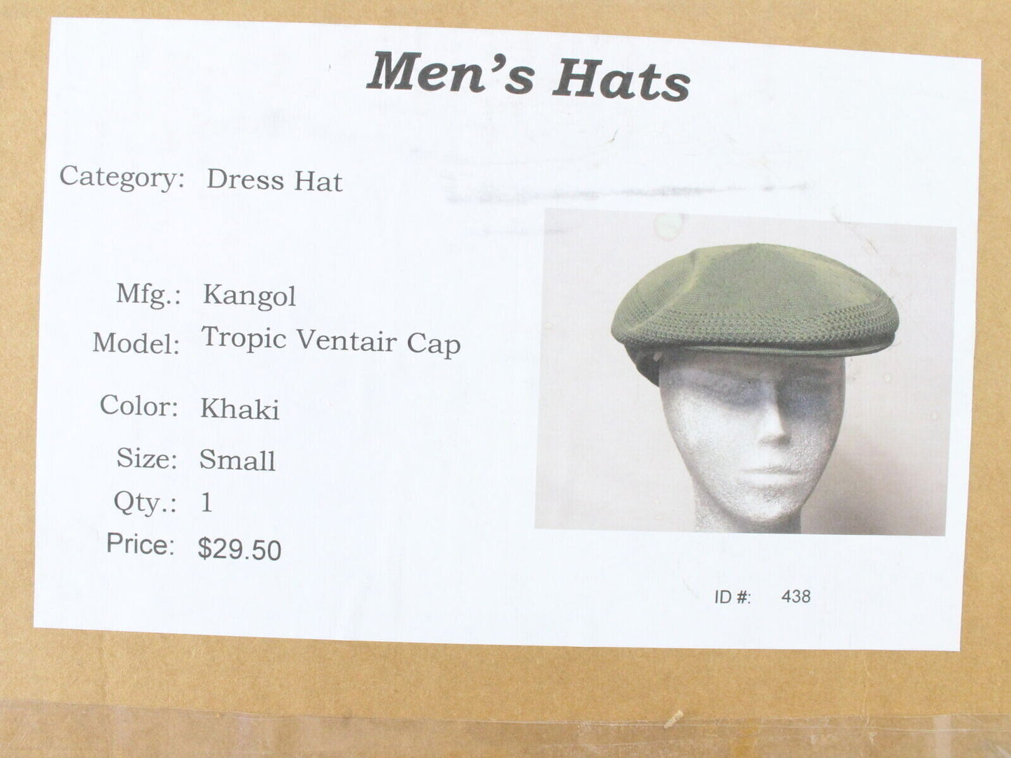 Kangol Mens Khaki Green Newsboy Ivy Cap TROPIC VENTAIR HAT SIZE: S