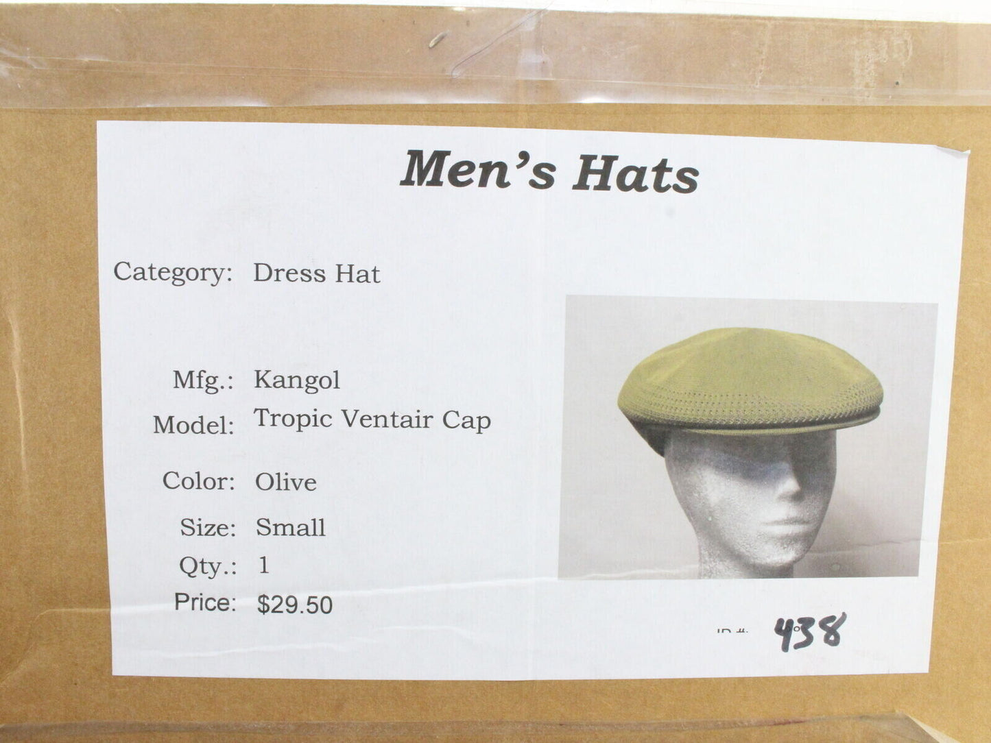 Kangol Newsboy Mens Olive Green Ivy Cap TROPIC VENTAIR HAT SIZE: S