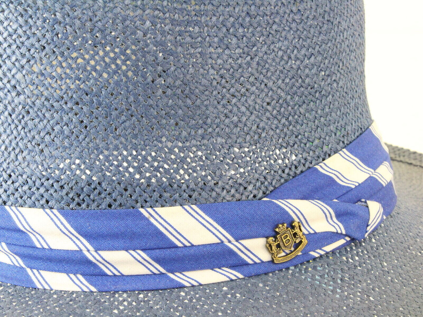 Biltmore Mens Como Blue Straw Western Hat W/ Blue And White Band S/M