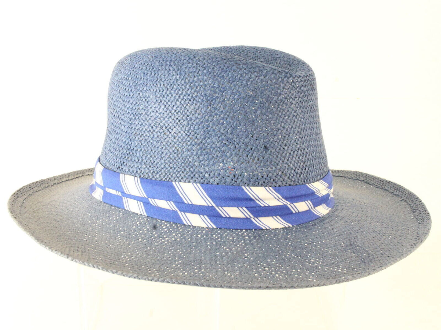 Biltmore Mens Como Blue Straw Western Hat W/ Blue And White Band S/M