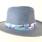 Biltmore Mens Como Blue Straw Hat W/ Purple And Green Band S/M