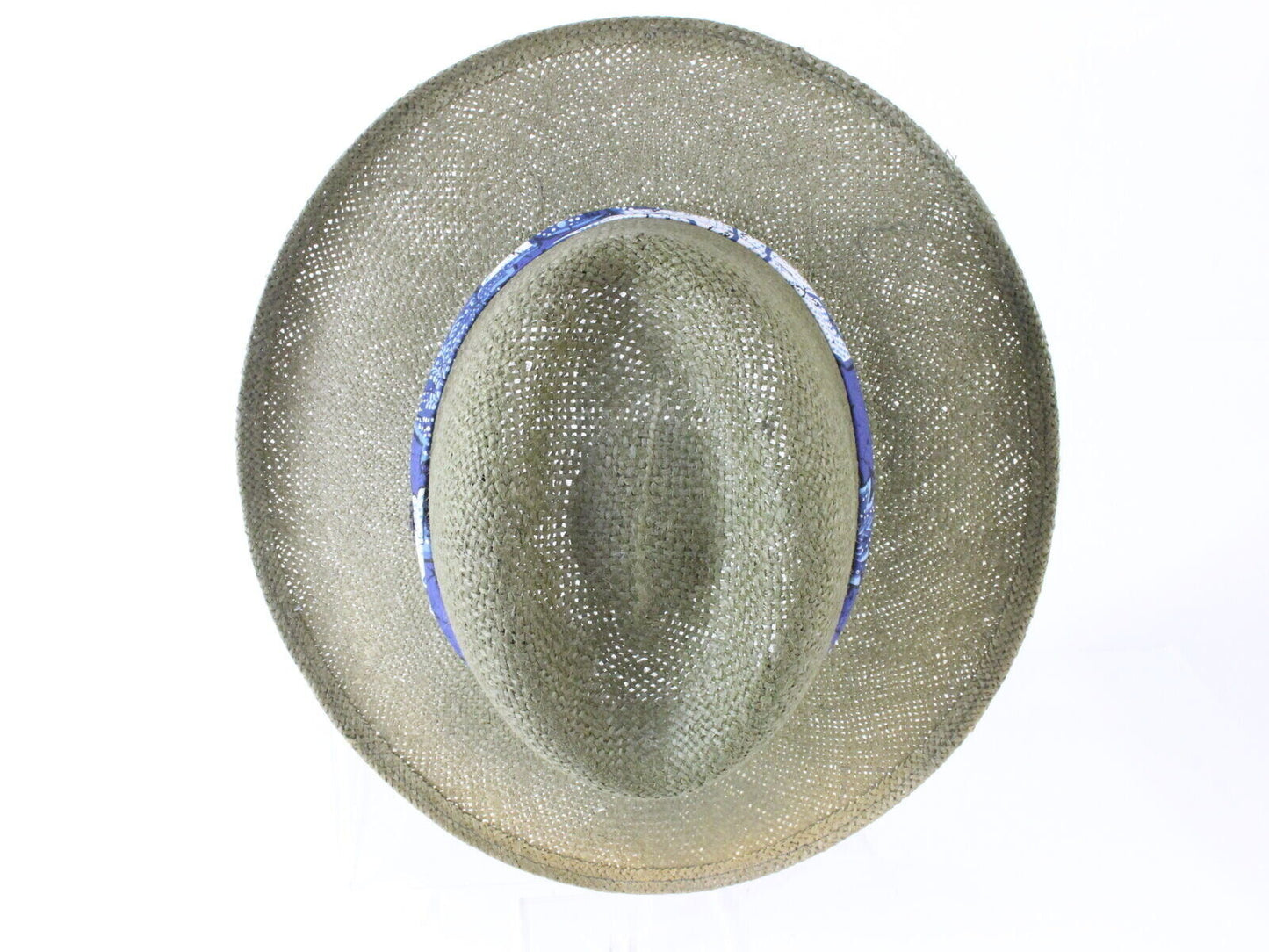 Biltmore Mens Moss Green Straw Cowboy Hat W/ Blue And White Band S/M