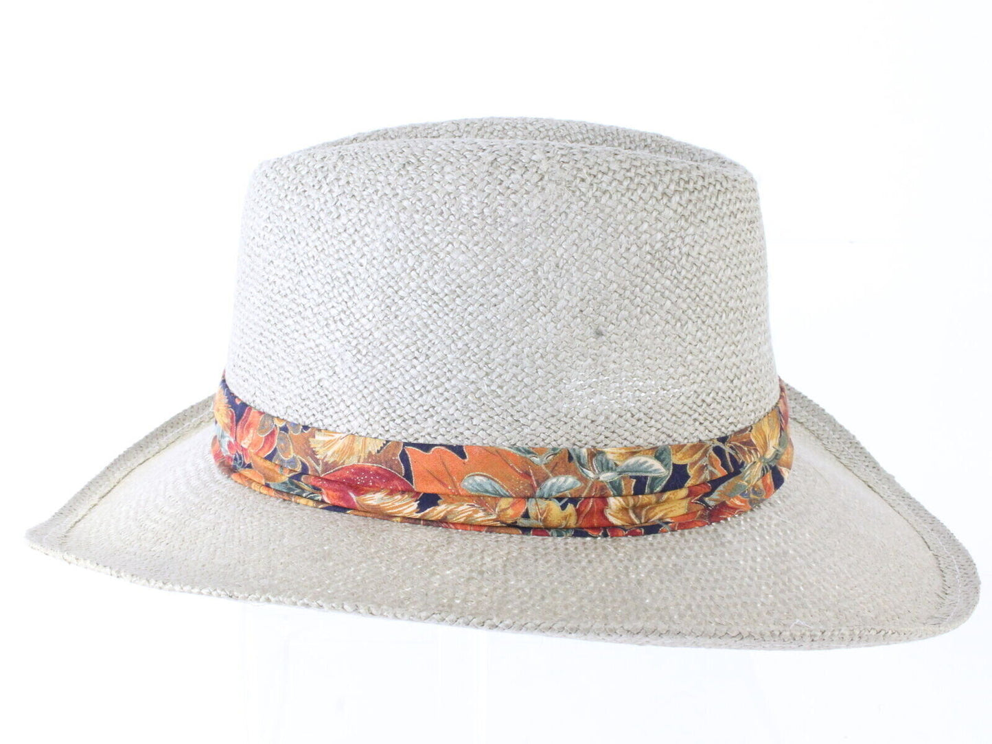 Biltmore Mens Stone Tan Straw Western Hat W/ Fall Leaves Band S/M