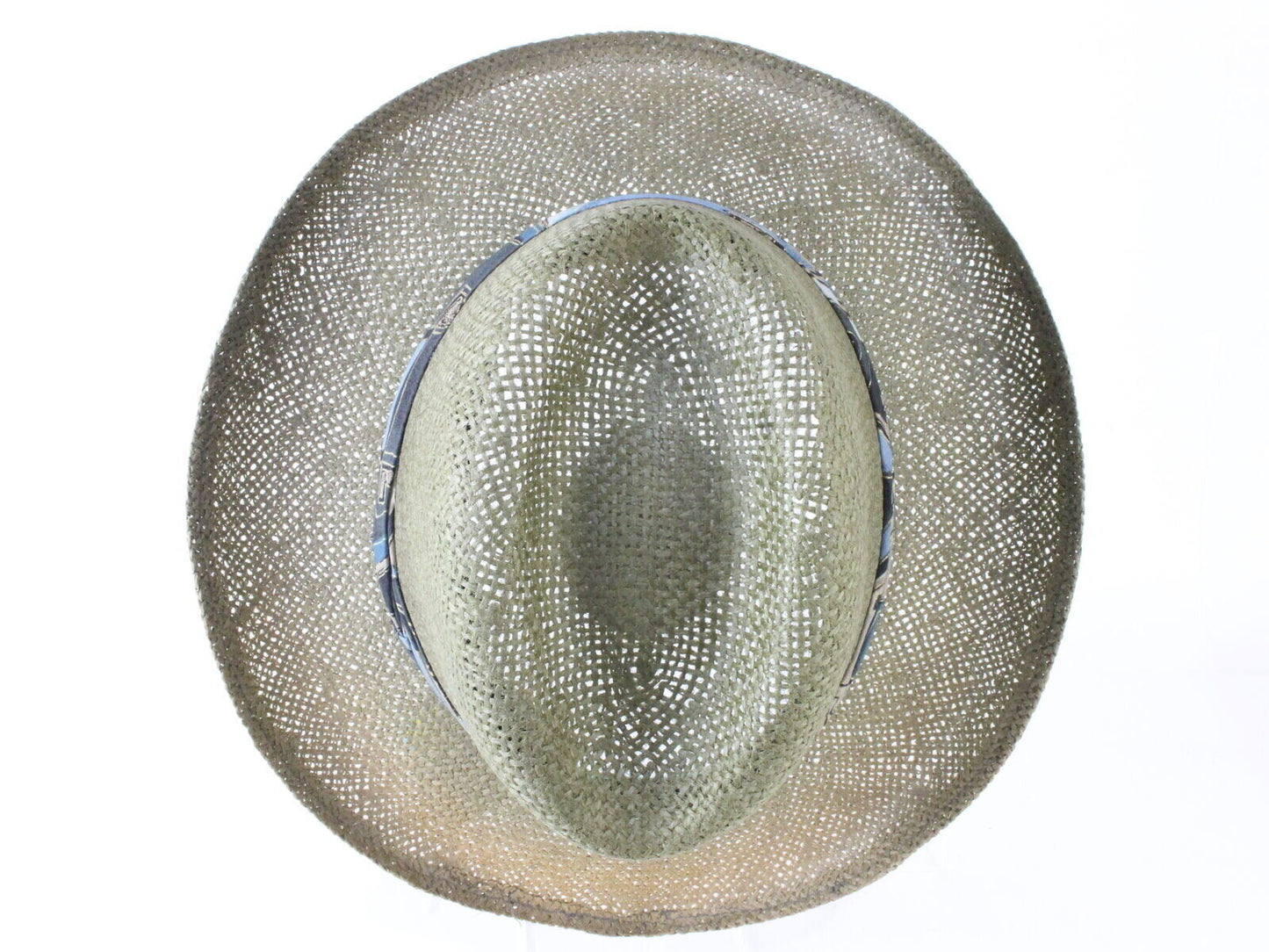 Biltmore Mens Moss Green Straw Cowboy Hat W/ Teal And Gold Band L/XL