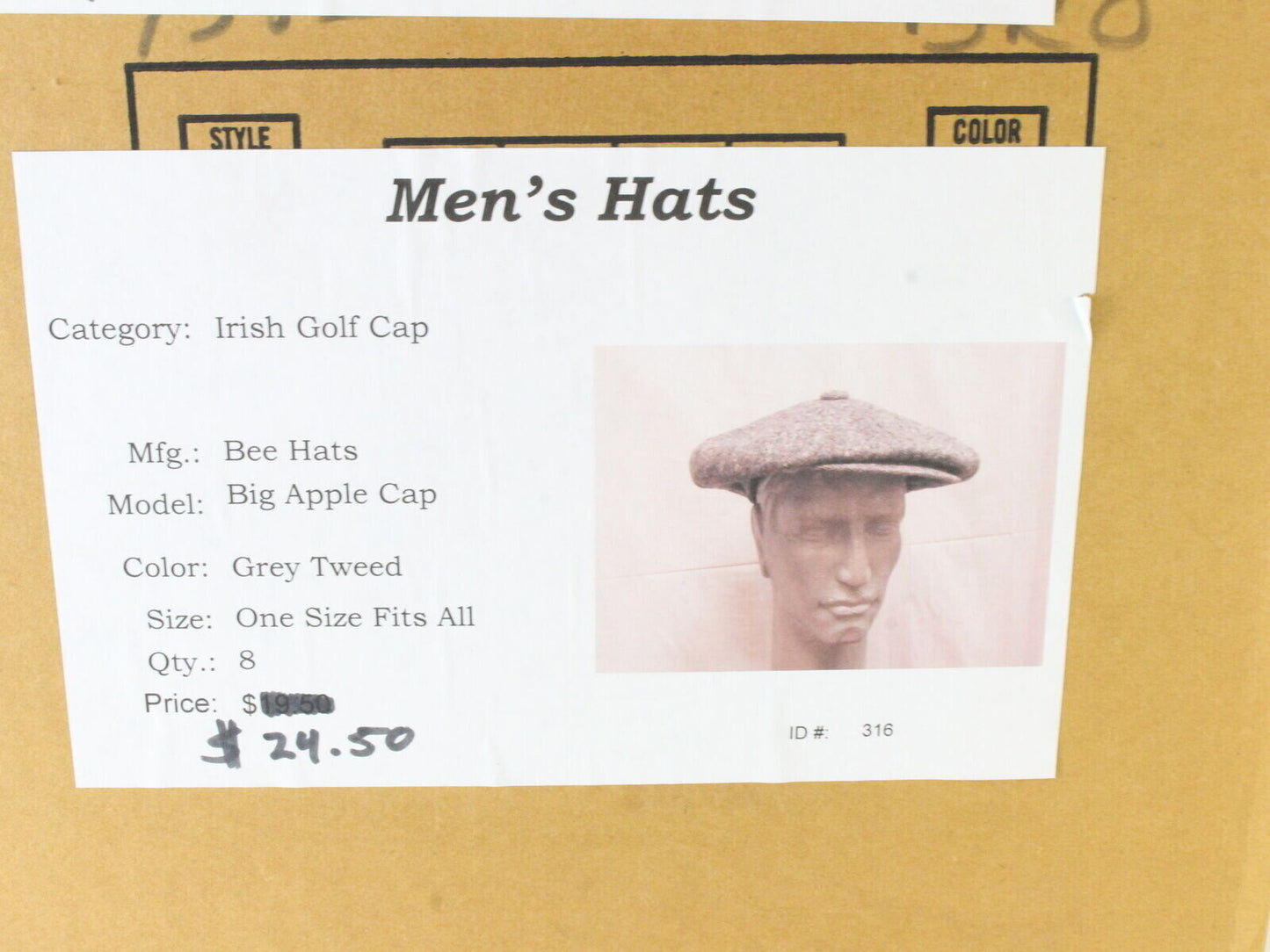 Bee Hats Mens Gray Tweed Irish Golf Cap Newsboy Hat One Size