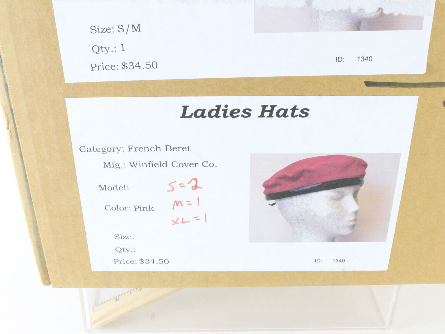 Winfield Cover Co Ladies Pink French Beret MULTIPLE SIZES